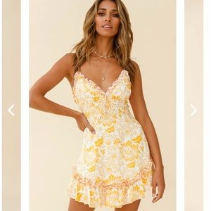 SELFIE LESLIE MATCH MAKER CRISS-CROSS BACK FRILL TRIM DRESS FLORAL PRINT